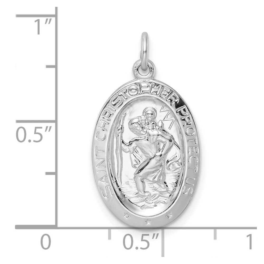 FJC Finejewelers 925 Sterling Silver Rhodium Plated Polished Solid Saint Christopher Charm 24 x 13 mm