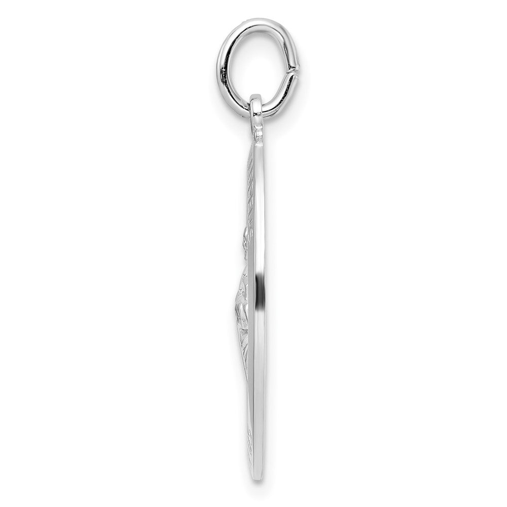 FJC Finejewelers 925 Sterling Silver Rhodium Plated Polished Solid Oval St Jude Charm 32 x 15 mm
