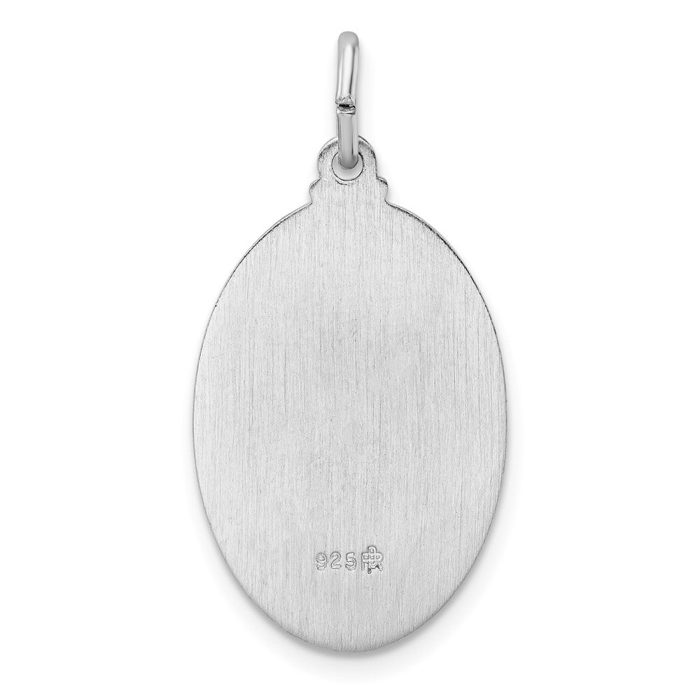 FJC Finejewelers 925 Sterling Silver Rhodium Plated Polished Solid Oval St Jude Charm 32 x 15 mm