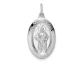 FJC Finejewelers 925 Sterling Silver Rhodium Plated Polished Solid Oval St Jude Charm 32 x 15 mm