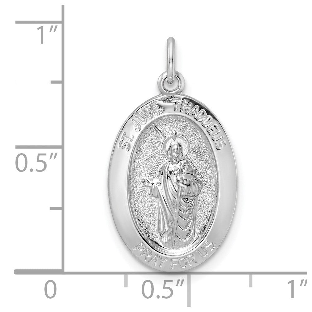 FJC Finejewelers 925 Sterling Silver Rhodium Plated Polished Solid Saint Jude Charm 25 x 13 mm