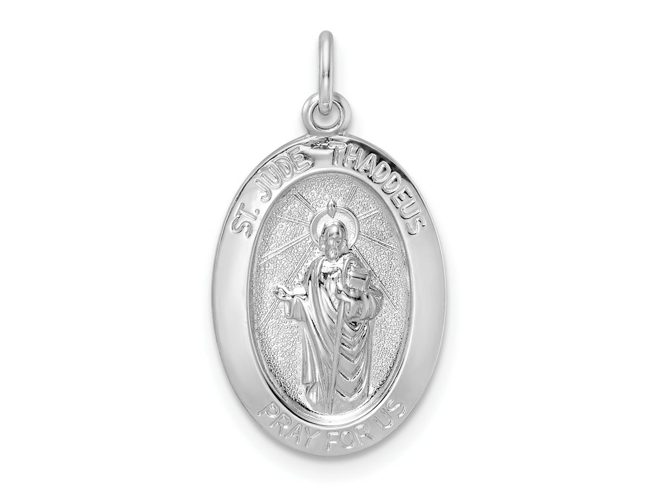 FJC Finejewelers 925 Sterling Silver Rhodium Plated Polished Solid Saint Jude Charm 25 x 13 mm
