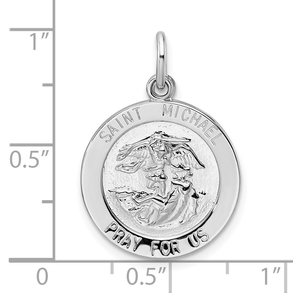 FJC Finejewelers 925 Sterling Silver Rhodium Plated Polished Solid Saint Michael Charm 26 x 18 mm