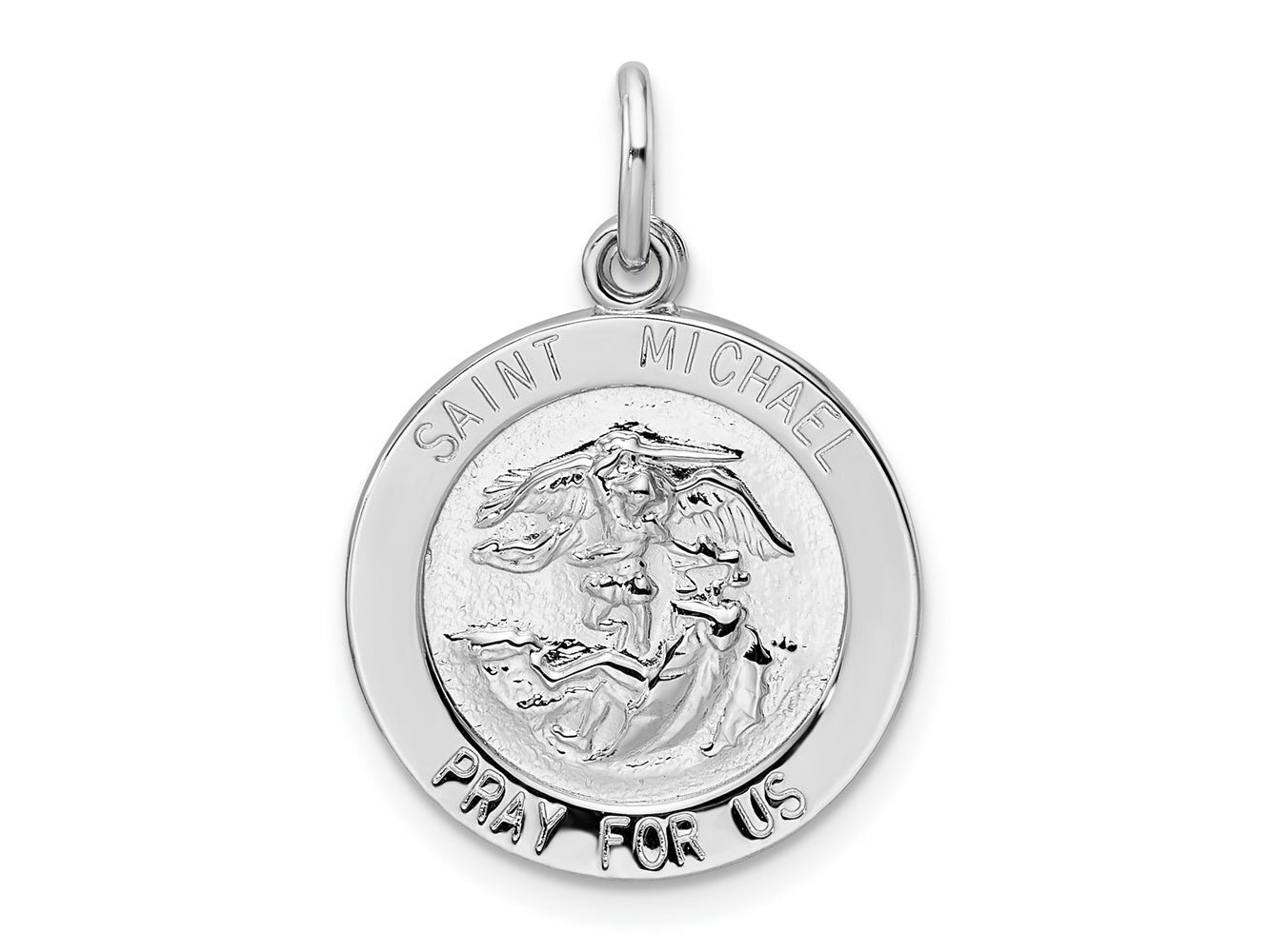 FJC Finejewelers 925 Sterling Silver Rhodium Plated Polished Solid Saint Michael Charm 26 x 18 mm