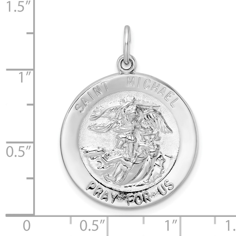 FJC Finejewelers 925 Sterling Silver Rhodium Plated Polished Solid Saint Michael Charm 34 x 24 mm
