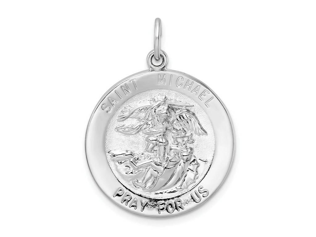 FJC Finejewelers 925 Sterling Silver Rhodium Plated Polished Solid Saint Michael Charm 34 x 24 mm