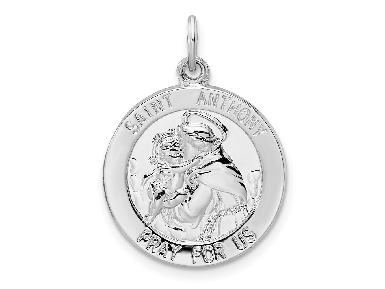 FJC Finejewelers 925 Sterling Silver Rhodium Plated Polished Solid Saint Anthony Charm 25 x 18 mm