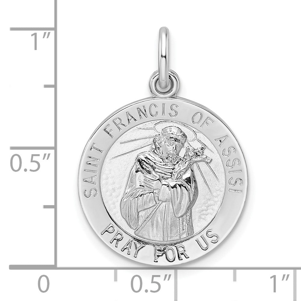 FJC Finejewelers 925 Sterling Silver Rhodium Plated Polished Solid Saint Francis Charm 26 x 18 mm