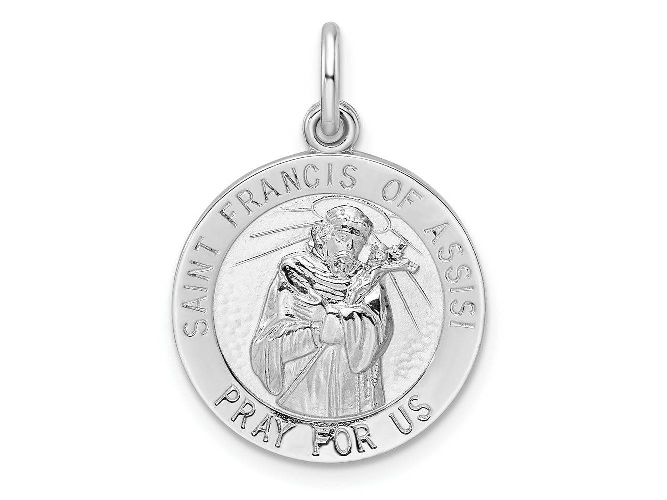 FJC Finejewelers 925 Sterling Silver Rhodium Plated Polished Solid Saint Francis Charm 26 x 18 mm