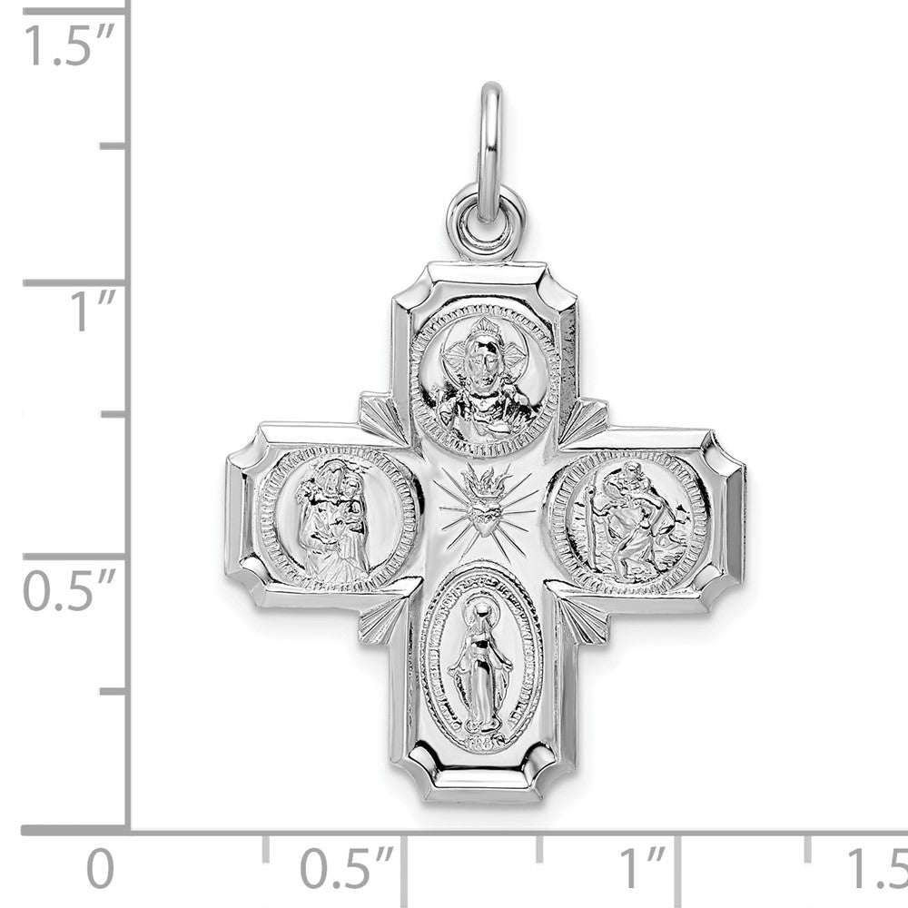 FJC Finejewelers 925 Sterling Silver Rhodium Plated Polished Solid Miraculous Medal Charm 34 x 23 mm