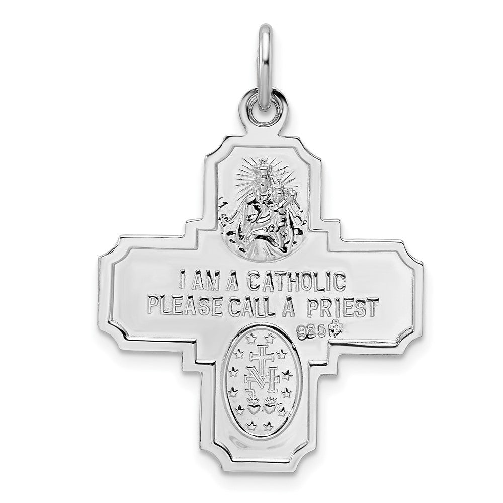 FJC Finejewelers 925 Sterling Silver Rhodium Plated Polished Solid Miraculous Medal Charm 34 x 23 mm