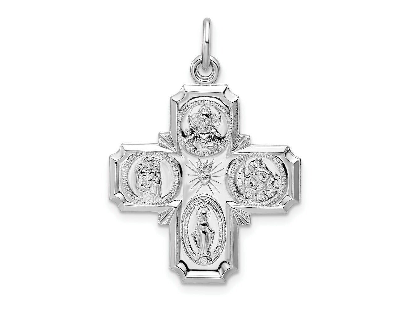 FJC Finejewelers 925 Sterling Silver Rhodium Plated Polished Solid Miraculous Medal Charm 34 x 23 mm