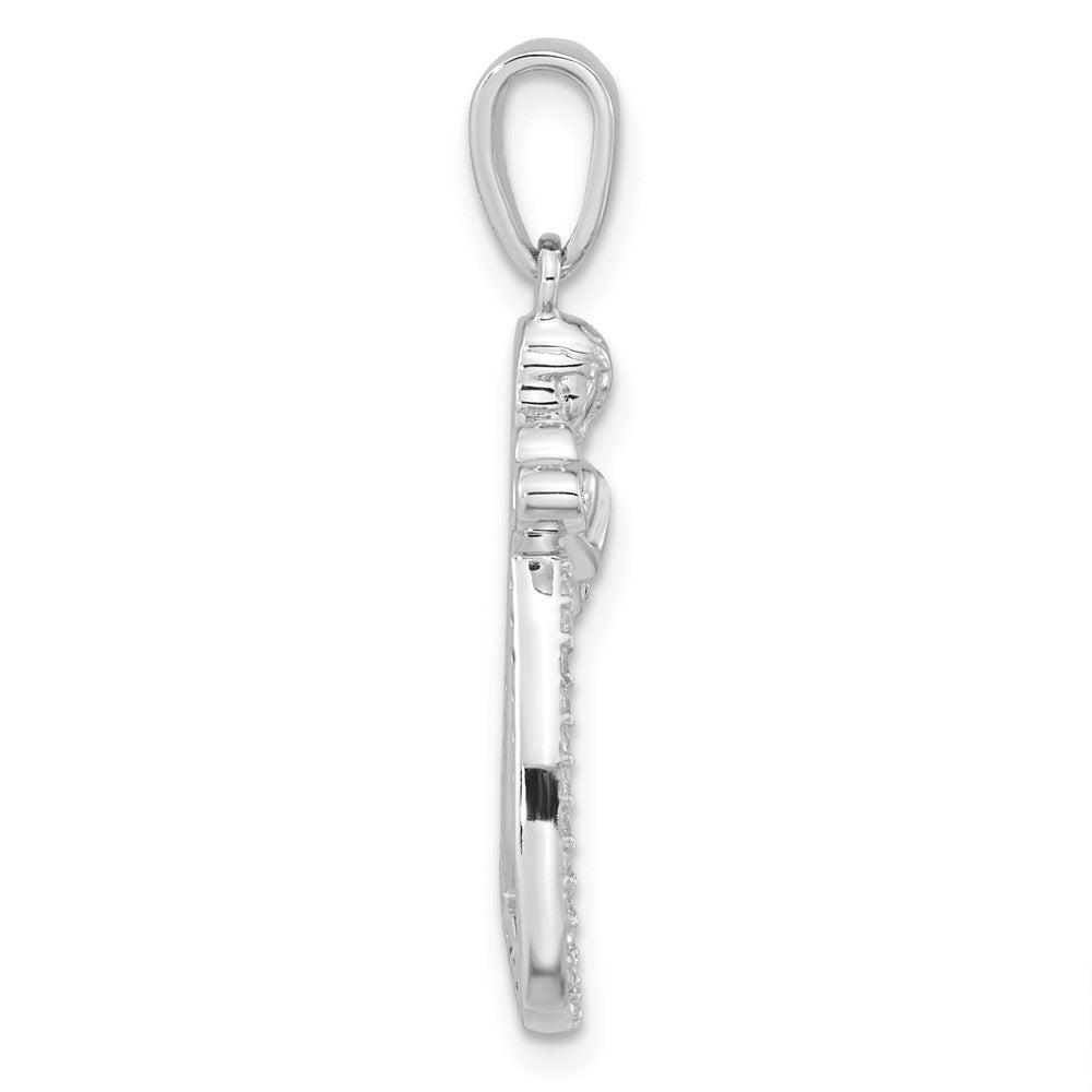 FJC Finejewelers 925 Sterling Silver Rhodium Plated CZ Angel with Heart Charm 30 x 17 mm