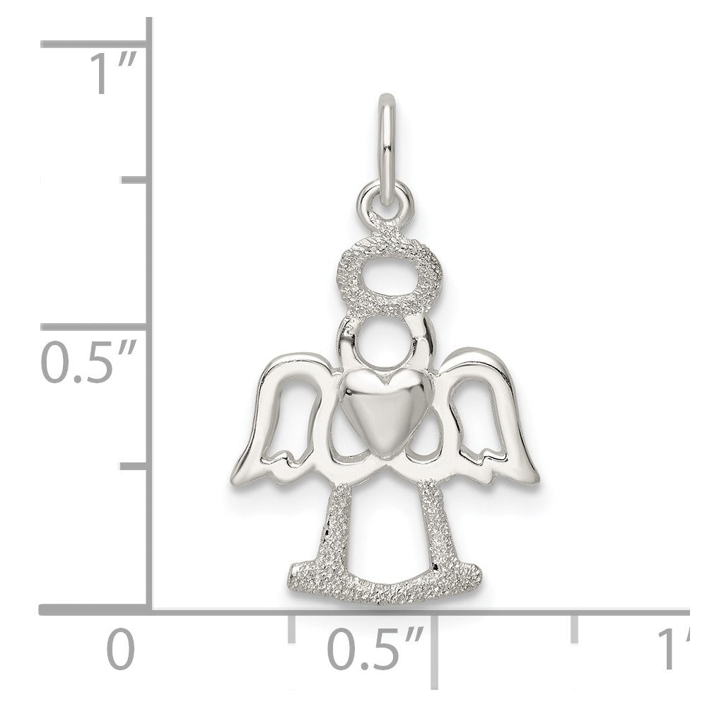FJC Finejewelers 925 Sterling Silver Polished and Lasered Angel Charm 23 x 13 mm