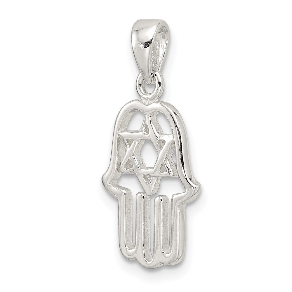 FJC Finejewelers 925 Sterling Silver Polished Chamseh with Star of David Charm 24 x 11 mm
