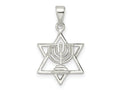 FJC Finejewelers 925 Sterling Silver Polished and Bright Cut Star of David with Menorah Charm 24 x 14 mm