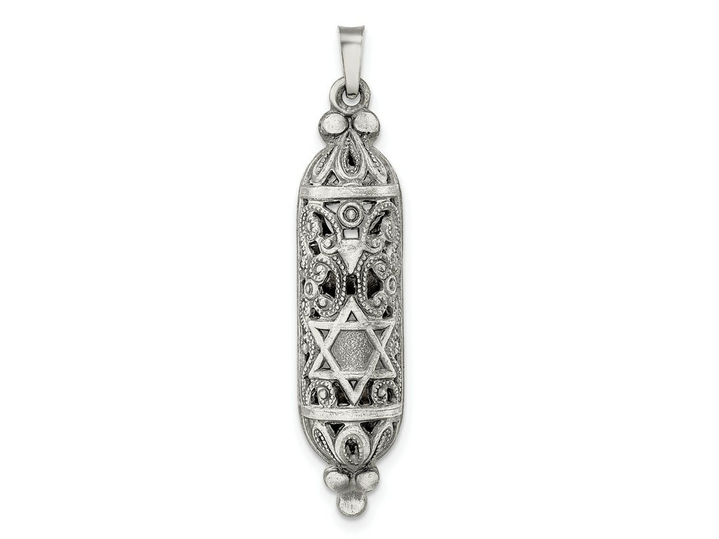 FJC Finejewelers 925 Sterling Silver Solid Antiqued Mezuzah Charm 42 x 8 mm