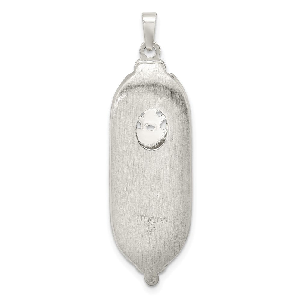 FJC Finejewelers 925 Sterling Silver Polished Solid Mezuzah with Enameled Star of David Charm 43 x 13 mm