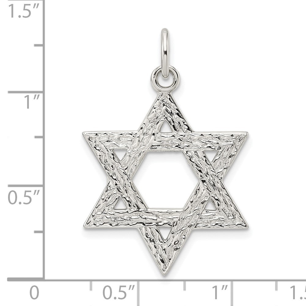 FJC Finejewelers 925 Sterling Silver Polished Textured Solid Star of David Charm 34 x 22 mm