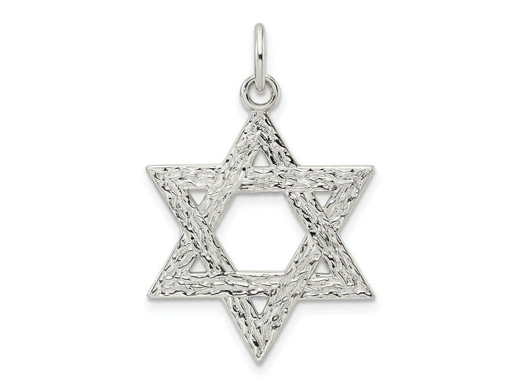 FJC Finejewelers 925 Sterling Silver Polished Textured Solid Star of David Charm 34 x 22 mm