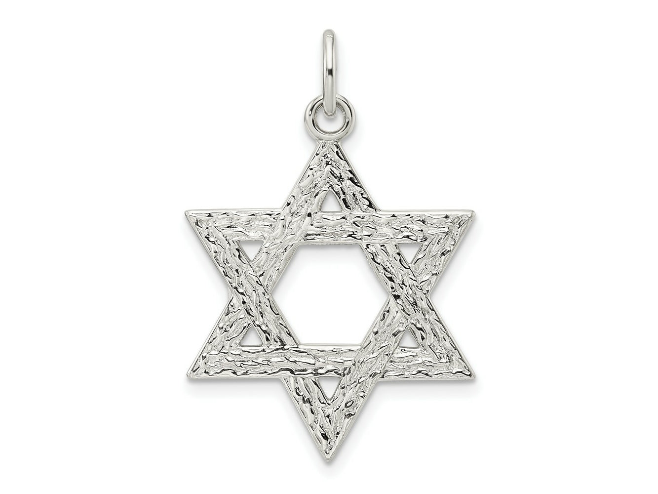 FJC Finejewelers 925 Sterling Silver Polished Textured Solid Star of David Charm 34 x 22 mm