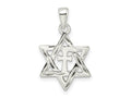 FJC Finejewelers 925 Sterling Silver Polished and Bright Cut Star of David with Cross Charm 24 x 14 mm