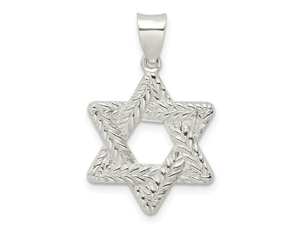 FJC Finejewelers 925 Sterling Silver Polsihed and Textured Solid Star of David Charm 28 x 17 mm