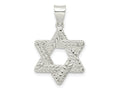 FJC Finejewelers 925 Sterling Silver Polsihed and Textured Solid Star of David Charm 28 x 17 mm