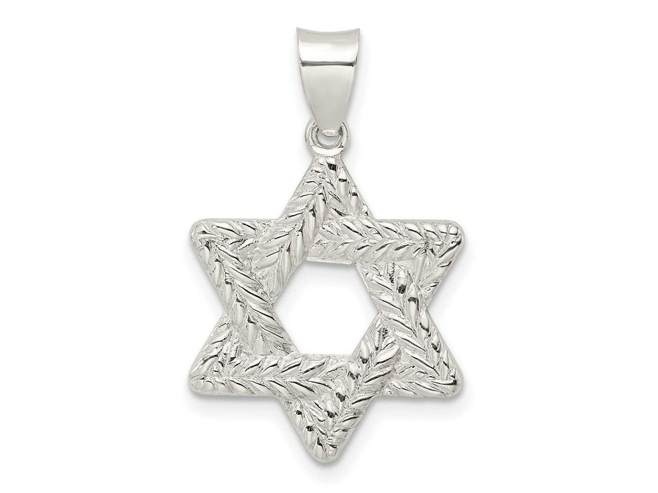 FJC Finejewelers 925 Sterling Silver Polsihed and Textured Solid Star of David Charm 28 x 17 mm