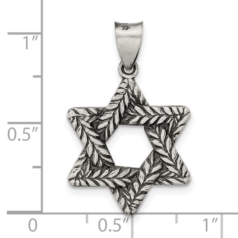 FJC Finejewelers 925 Sterling Silver Antiqued and Textured Solid Star of David Charm 27 x 17 mm