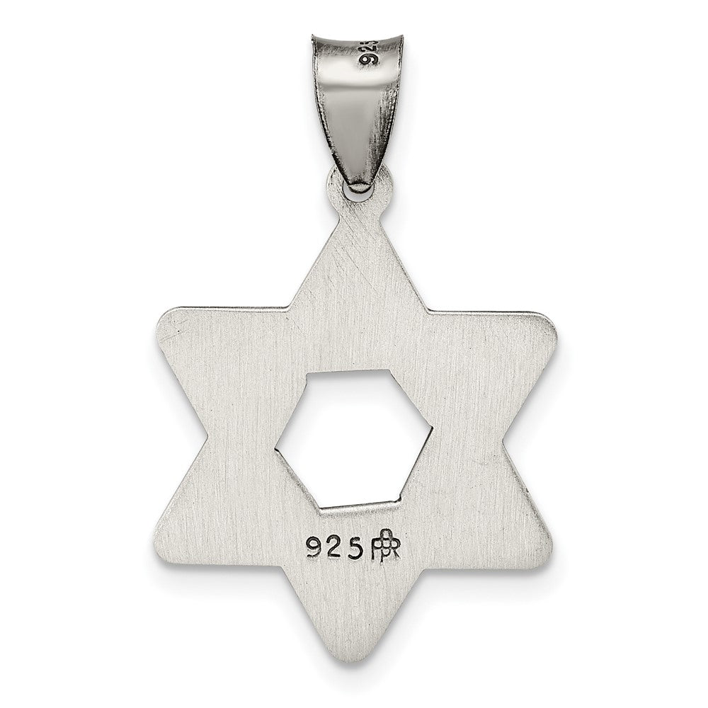 FJC Finejewelers 925 Sterling Silver Antiqued and Textured Solid Star of David Charm 27 x 17 mm