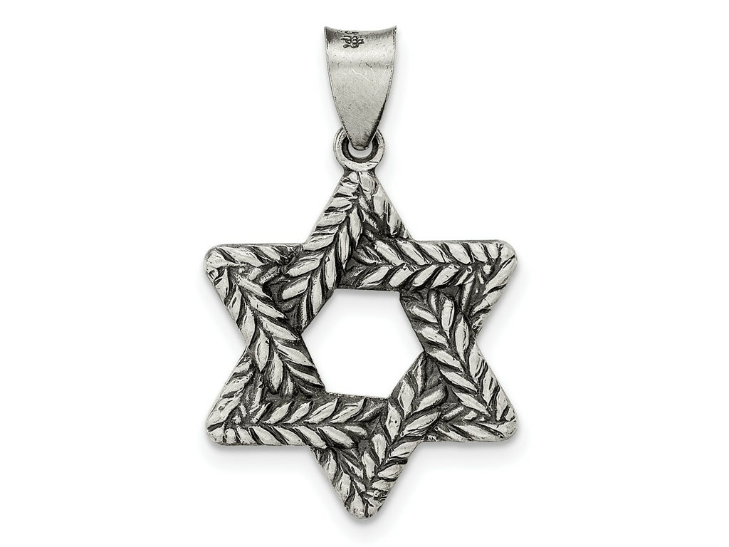 FJC Finejewelers 925 Sterling Silver Antiqued and Textured Solid Star of David Charm 27 x 17 mm