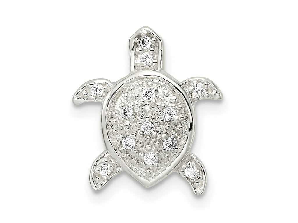 FJC Finejewelers 925 Sterling Silver Polished CZ Turtle Chain Slide 16 x 14 mm
