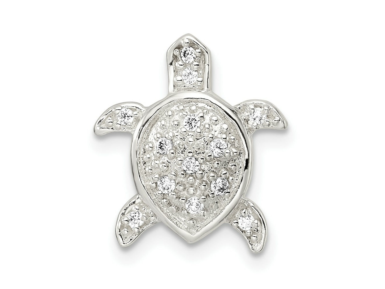 FJC Finejewelers 925 Sterling Silver Polished CZ Turtle Chain Slide 16 x 14 mm