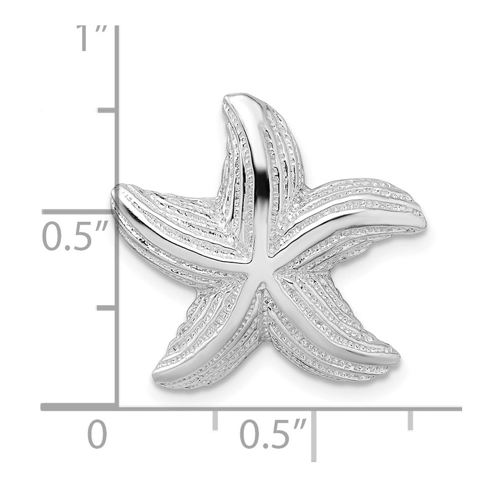 FJC Finejewelers 925 Sterling Silver Rhodium Plated Polished/Textured Starfish Slide 20 x 21 mm