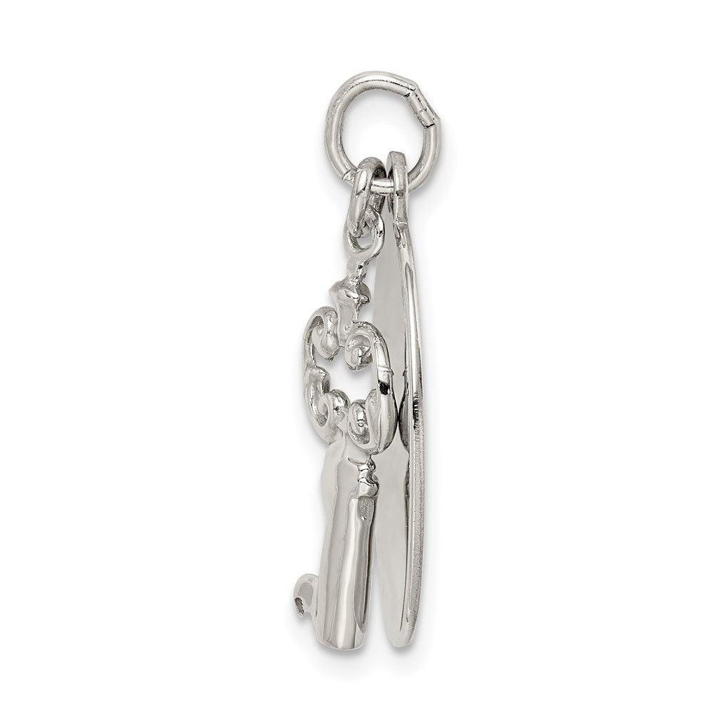 FJC Finejewelers 925 Sterling Silver Rhodium Plated key Charm 27 x 17 mm