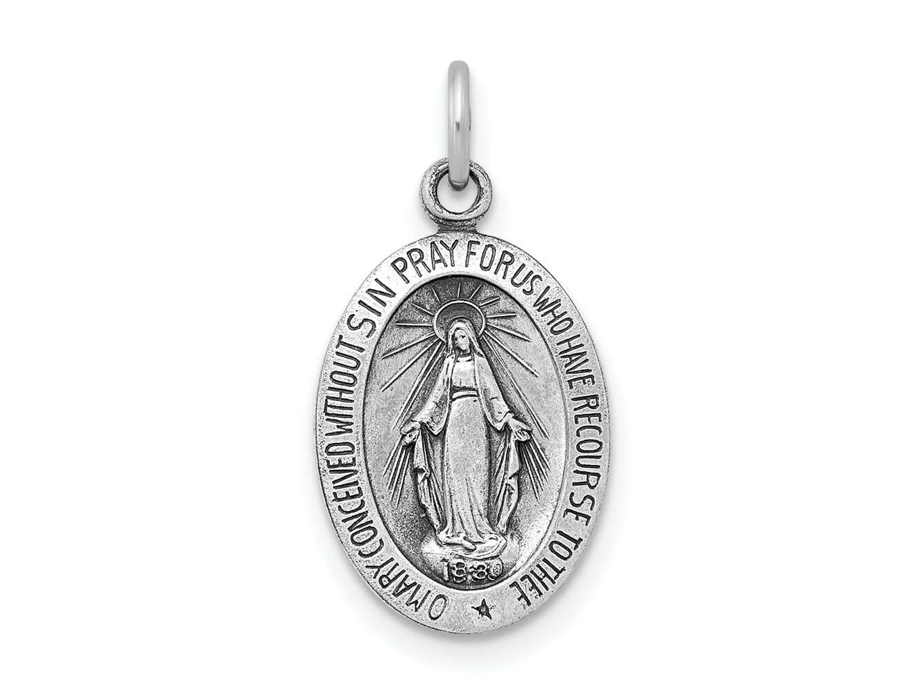 FJC Finejewelers 925 Sterling Silver Rhodium Plated Miraculous Solid Medal 20 x 10 mm