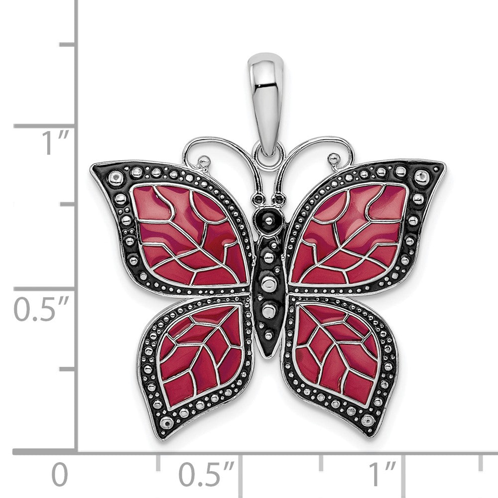 FJC Finejewelers 925 Sterling Silver Polished Enameled Purple Butterfly Charm 27 mm