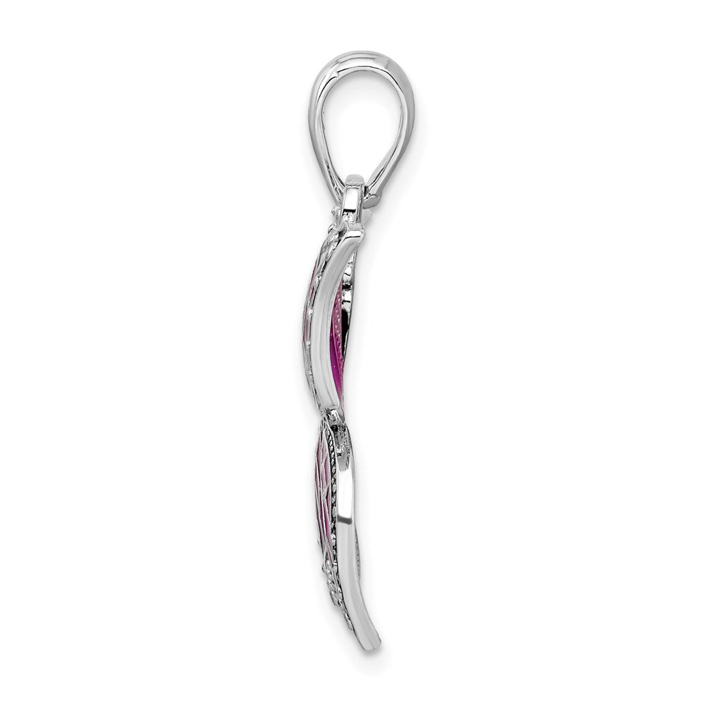 FJC Finejewelers 925 Sterling Silver Polished Enameled Purple Butterfly Charm 27 mm