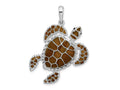 FJC Finejewelers 925 Sterling Silver Polished Enameled Brown Sea Turtle Charm 37 x 30 mm