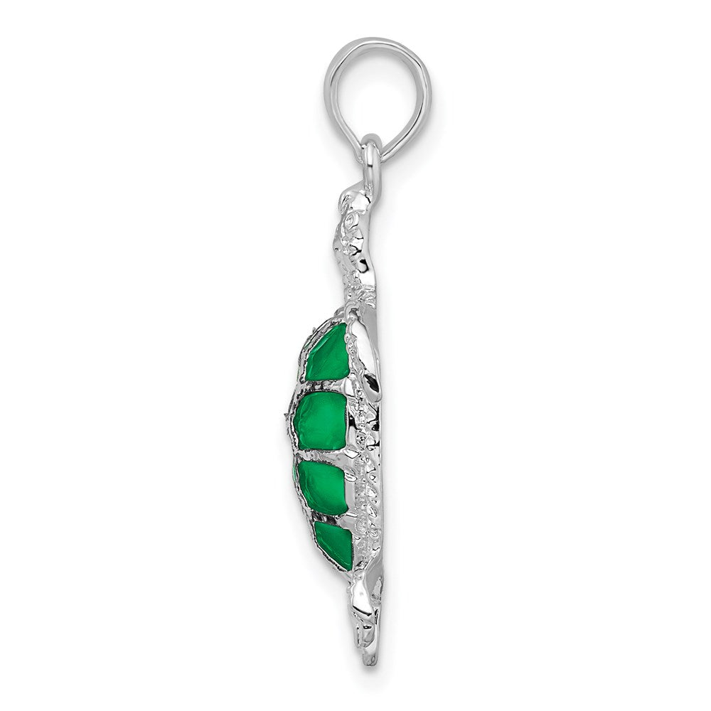 FJC Finejewelers 925 Sterling Silver Polished Enameled Green Sea Turtle Charm 29 x 18 mm