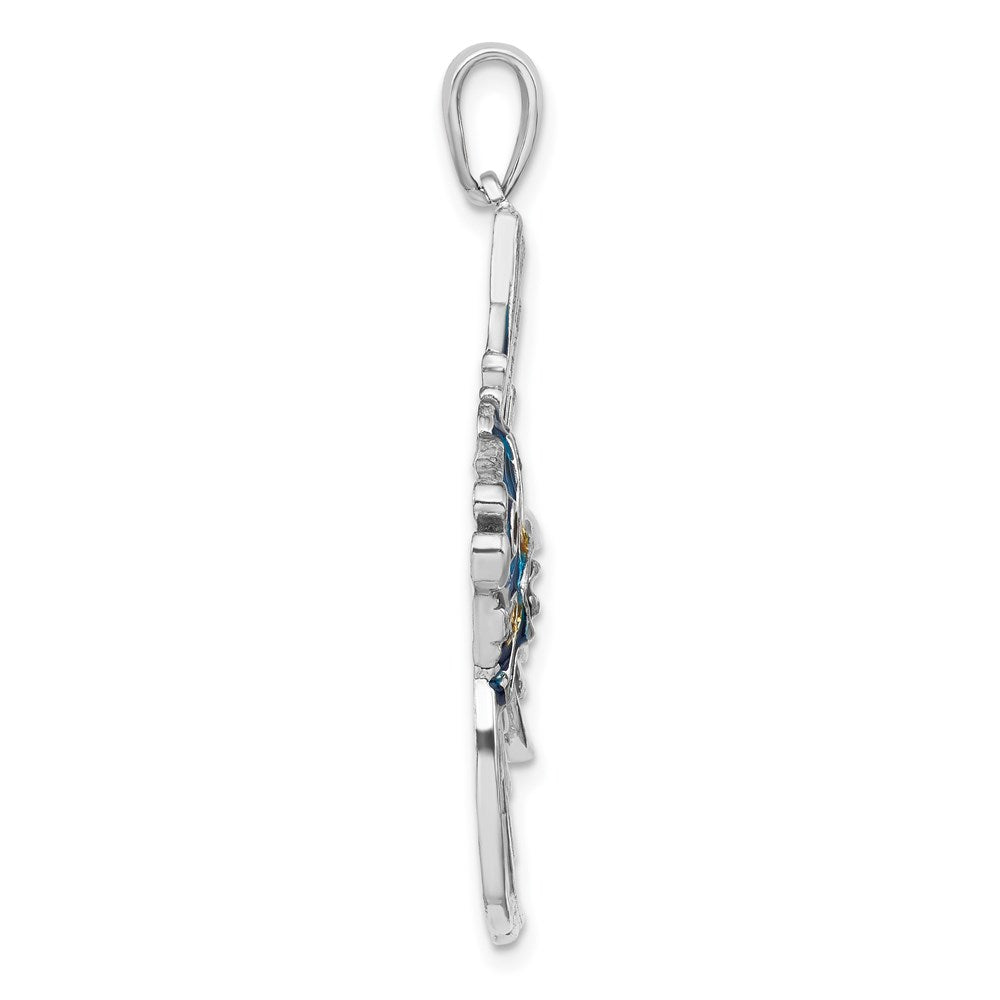 FJC Finejewelers 925 Sterling Silver Rhodium Plated Polished Enameled Angelfish Charm 40 x 25 mm
