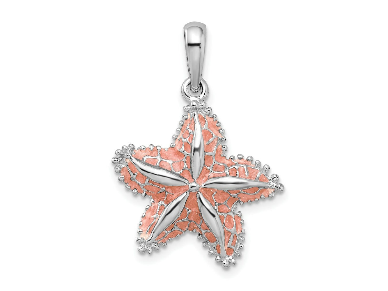FJC Finejewelers 925 Sterling Silver Rhodium Plated Polished Enameled Starfish Charm 28 x 20 mm