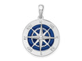 FJC Finejewelers 925 Sterling Silver Rhodium Plated Polished Enameled Lg. Compass Charm 29 x 20 mm
