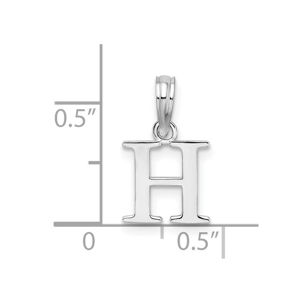 FJC Finejewelers 925 Sterling Silver Rhodium Plated Polished Block Initial -H- Charm
