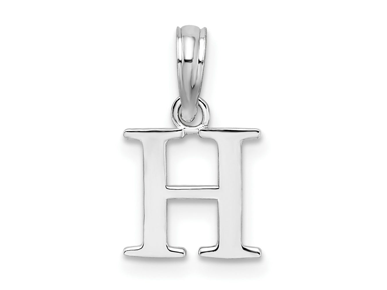 FJC Finejewelers 925 Sterling Silver Rhodium Plated Polished Block Initial -H- Charm