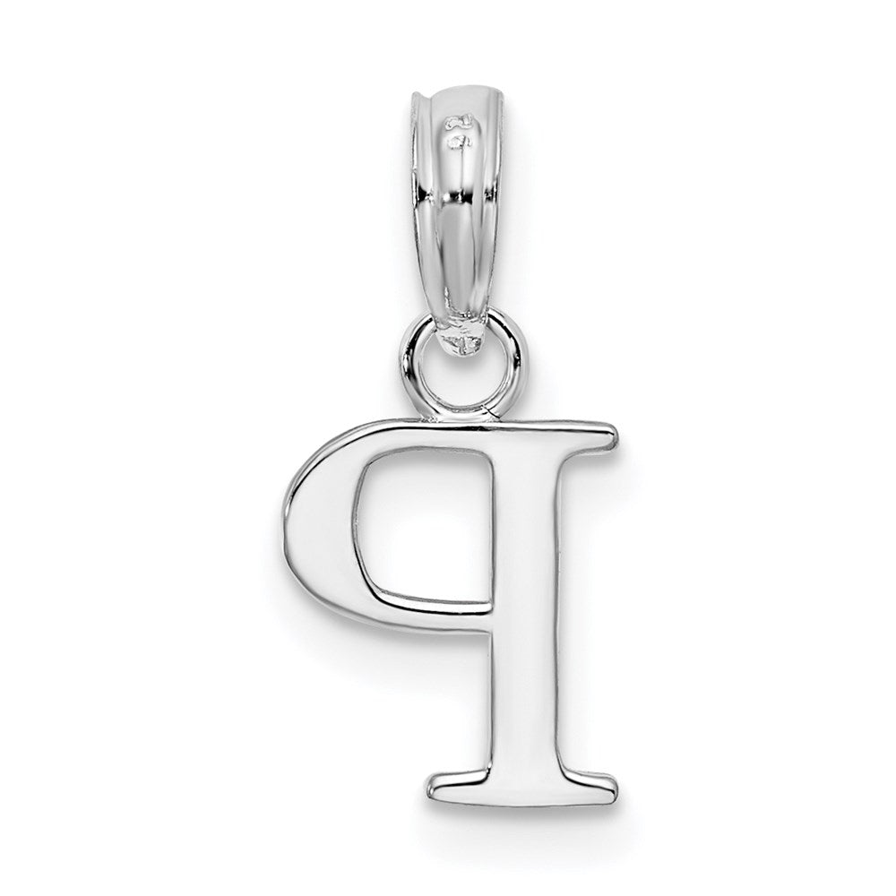 FJC Finejewelers 925 Sterling Silver Rhodium Plated Polished Block Initial -P- Charm