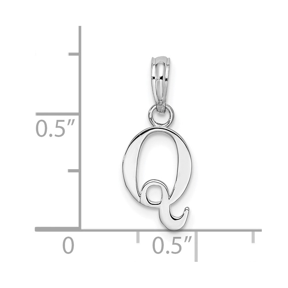 FJC Finejewelers 925 Sterling Silver Rhodium Plated Polished Block Initial -Q- Charm