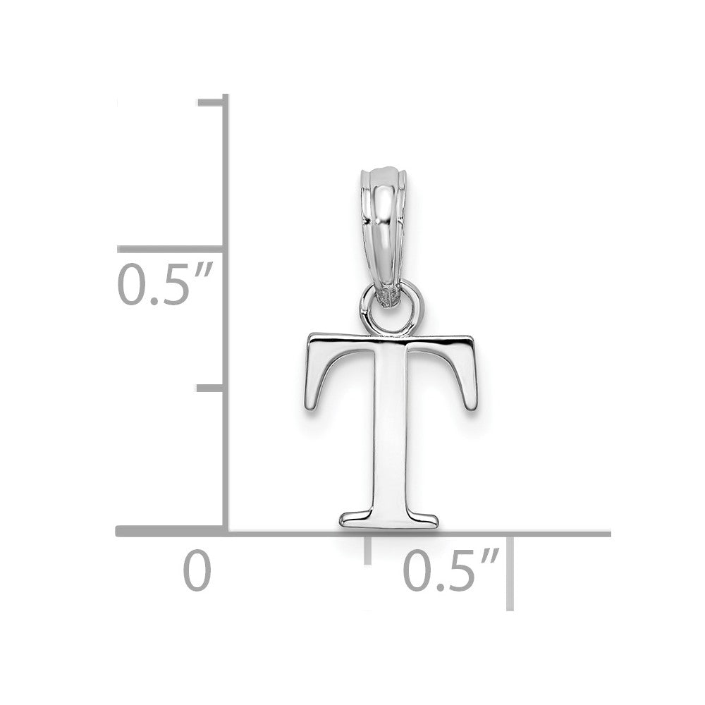 FJC Finejewelers 925 Sterling Silver Rhodium Plated Polished Block Initial -T- Charm
