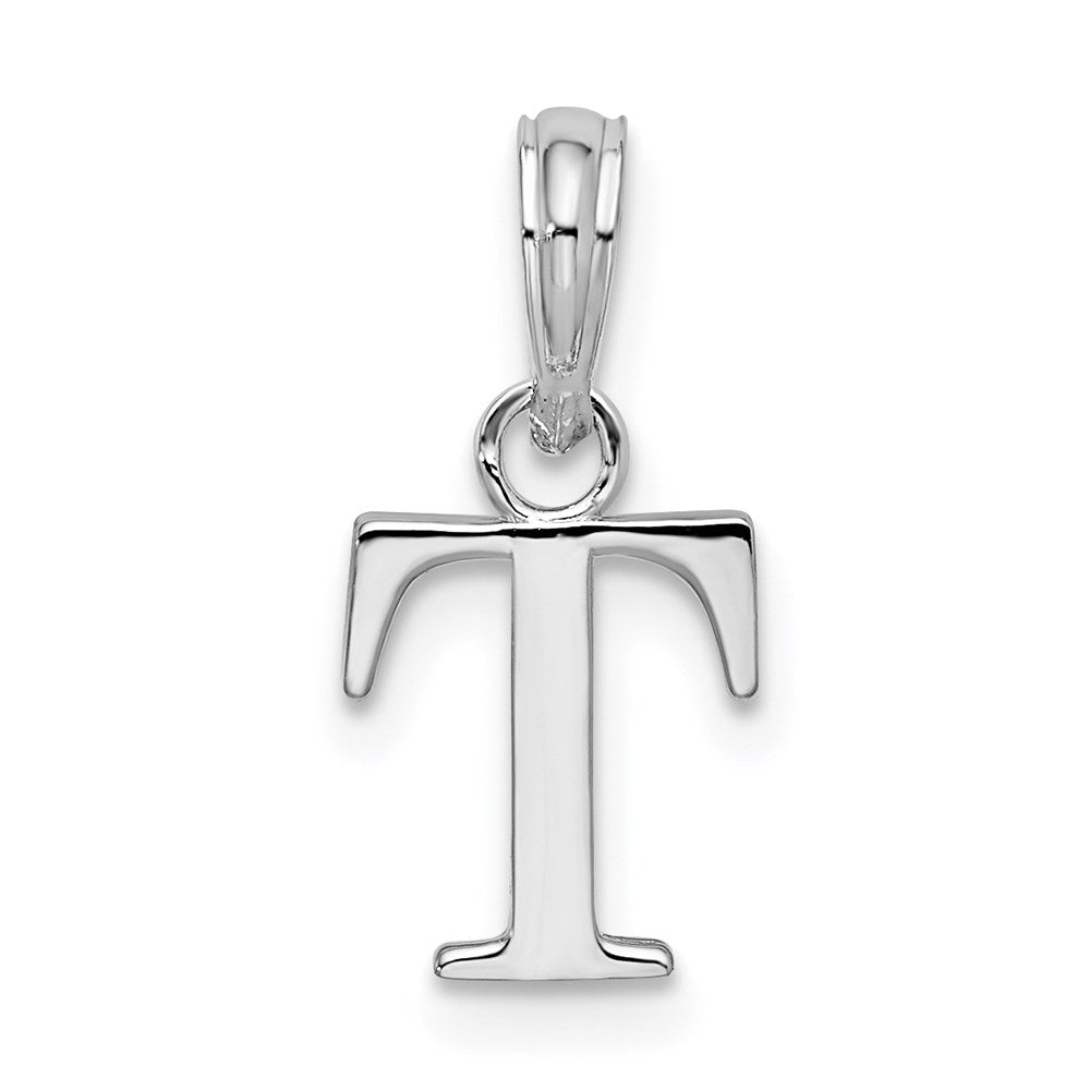 FJC Finejewelers 925 Sterling Silver Rhodium Plated Polished Block Initial -T- Charm